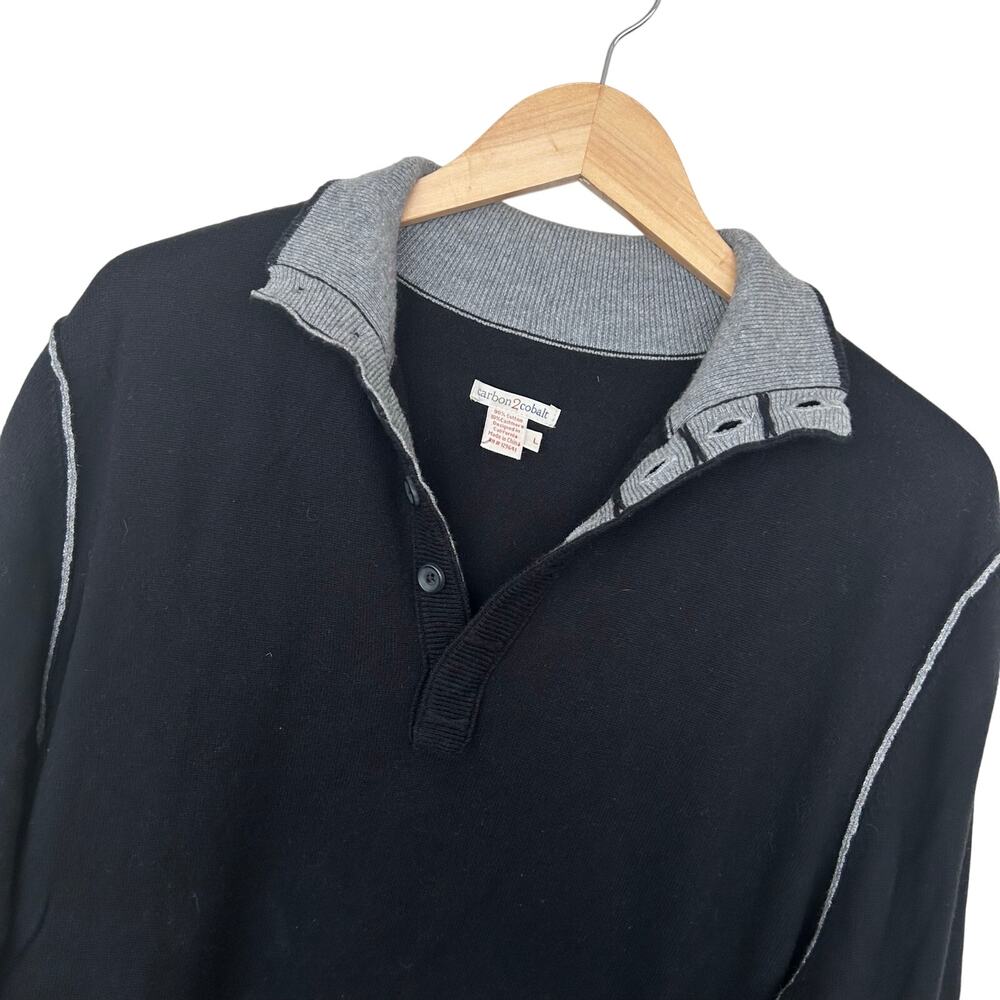 Carbon 2 Cobalt Black Cotton Cashmere Sweater Sz L